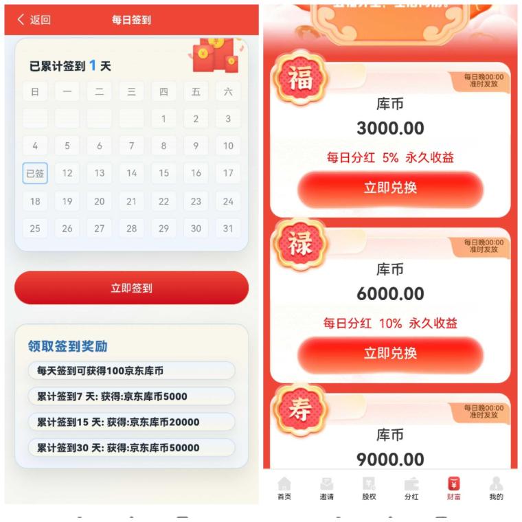 京东库币分红首码：实名签到每天领50-15000米可提现货真价实(2)