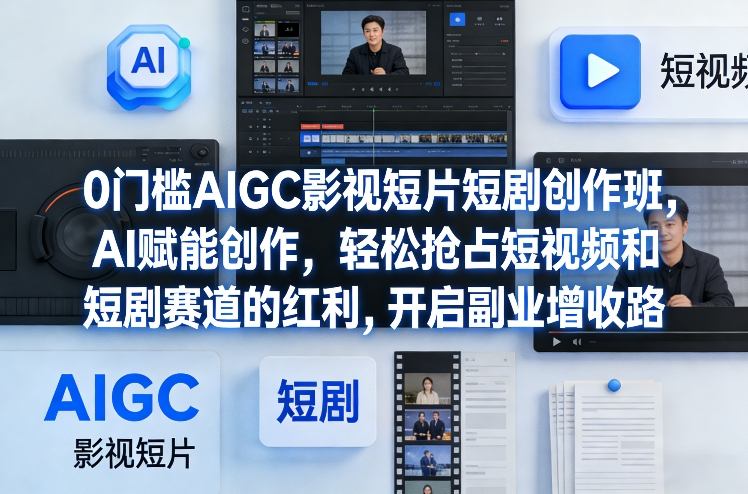 0门槛AIGC影视短片短剧创作班，AI赋能创作，轻松抢占短视频和短剧赛道的红利，开启副业增收路(1)
